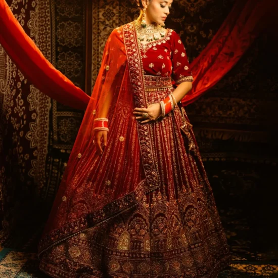 The Red Velvet Bridal Lehenga