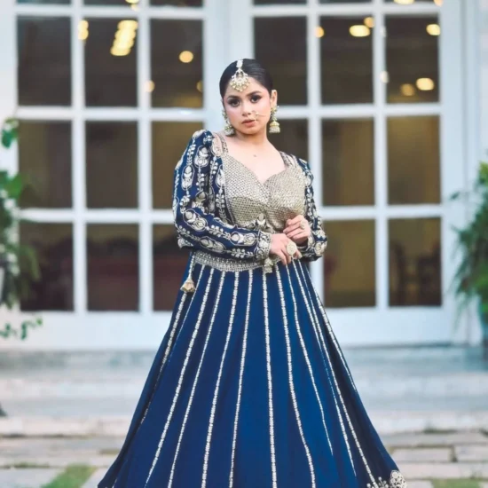 The Blue Ethereal Lehenga With Jacket